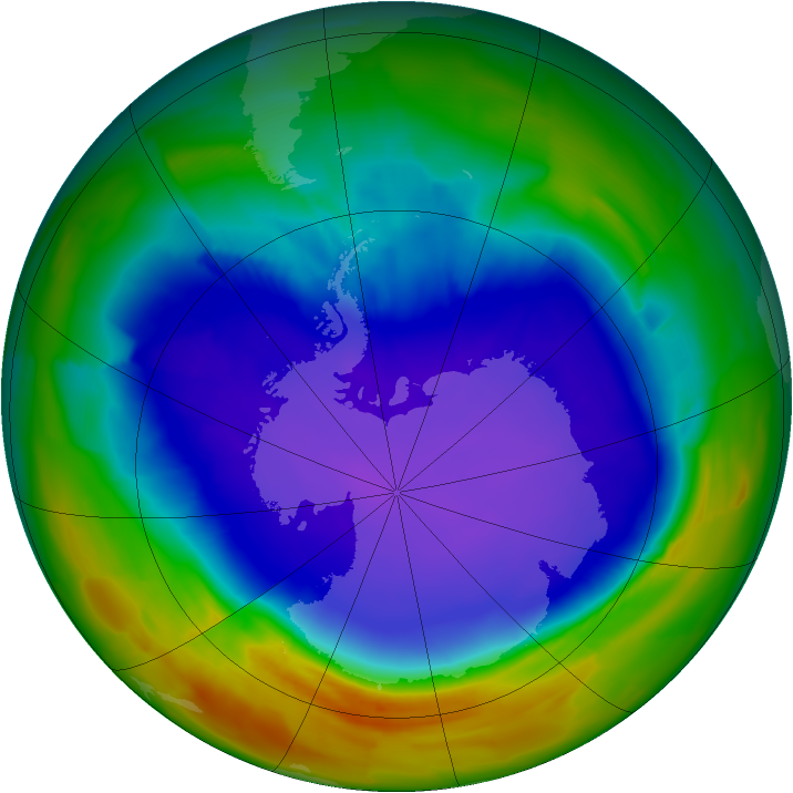 Antarctic ozone map for 24 September 2011